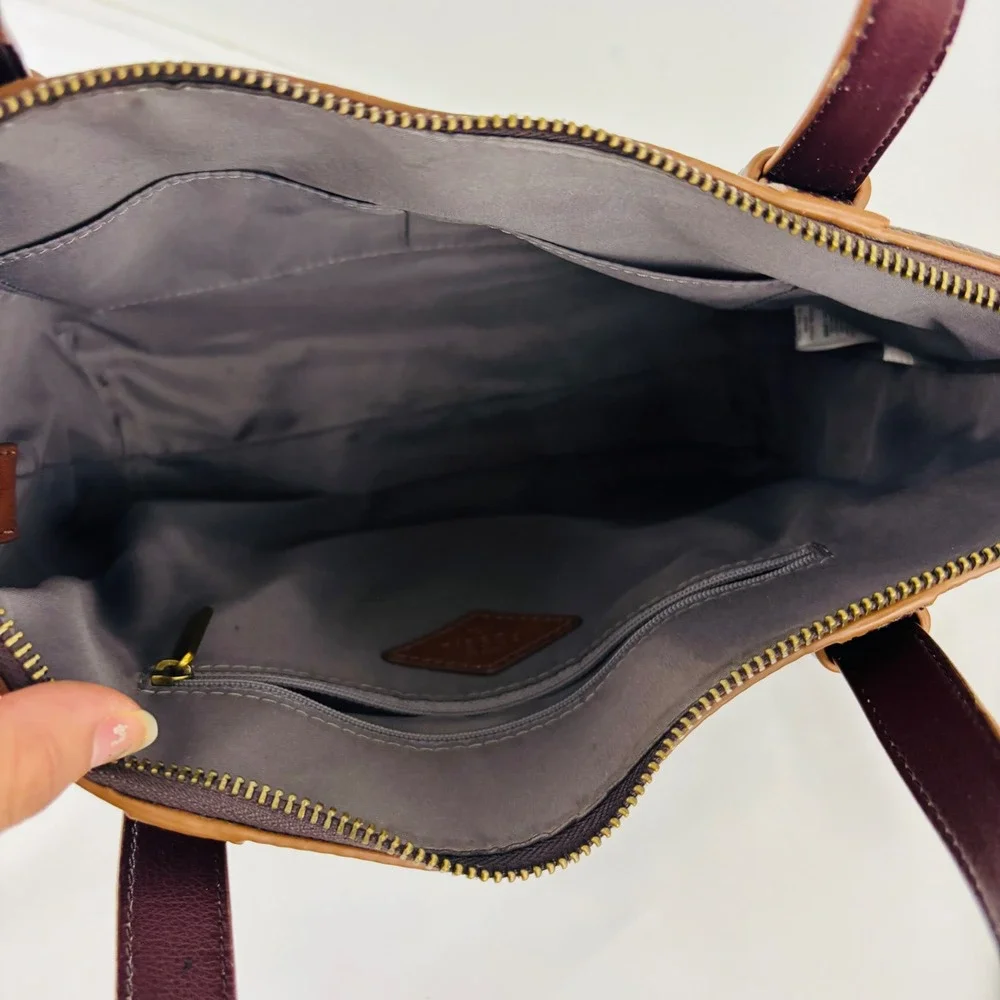 Fossil Felicity Satchel Dark Burgundy Pebbled Leather Crossbody Bag